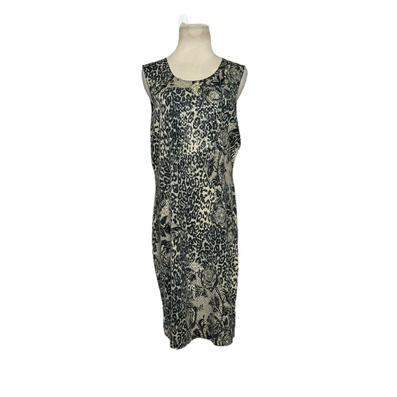 Nick & Sarah cream gray animal print sleeveless sheath dress size XL - Picture 8 of 11